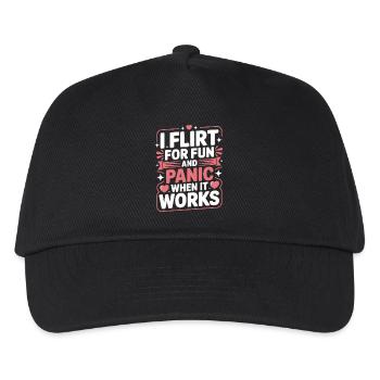 I Flirt For Fun Panic When It Works Flirten Single - Kinder Basecap - Schwarz - Vorne