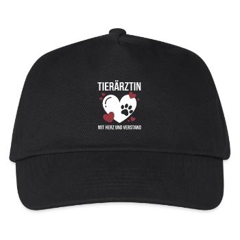 Tierärztin Mit Herz Und Verstand Tiere - Kinder Basecap - Schwarz - Vorne