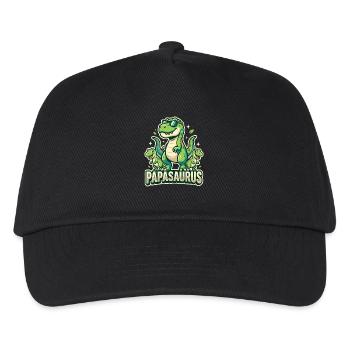 Papasaurus Dinosaurier Papa Familien Motiv - Kinder Basecap - Schwarz - Vorne