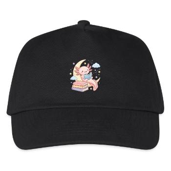 Axolotl Lesen Bücherwurm Buch Leseratte - Kinder Basecap - Schwarz - Vorne