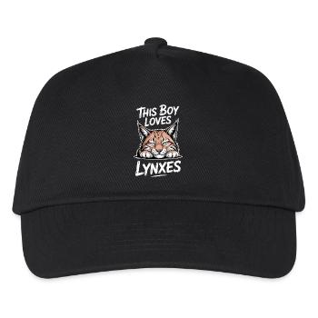 Luchs Sprüche Luchse Jungs Lustig Luchs Geschenk - Kinder Basecap - Schwarz - Vorne