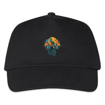 Quetzal bird with long tail feathers in front - Kids’ Baseball Cap - black - Front