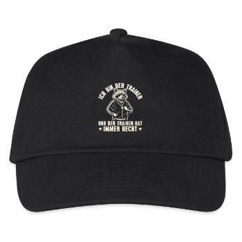 Fußballtrainer hat immer recht Retro Waschbär - Kinder Basecap - Schwarz - Vorne