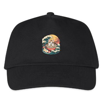 Un chat mignon dans un bol de ramen Anime Vagues de nouilles - Casquette de baseball Enfant - noir - Devant