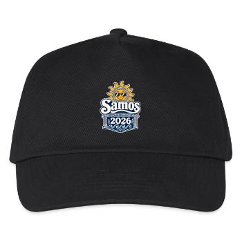 Samos 2026 Sonnensymbol Logo - Kinder Basecap - Schwarz - Vorne
