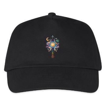 Spiritualität Heilige Geometrie Lotusblume Zen - Kinder Basecap - Schwarz - Vorne
