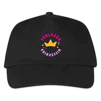 Schlager Prinzessin Krone Party Festival Outfit - Kinder Basecap - Schwarz - Vorne