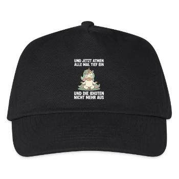 Yoga Einhorn einmal einatmen und ausatmen Einhorn - Kinder Basecap - Schwarz - Vorne