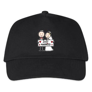 Hochzeitspaar Cartoon just married - Kinder Basecap - Schwarz - Vorne