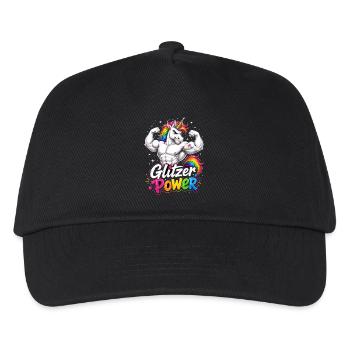 Glitter Power Strong Unicorn with Rainbow - Kids’ Baseball Cap - black - Front