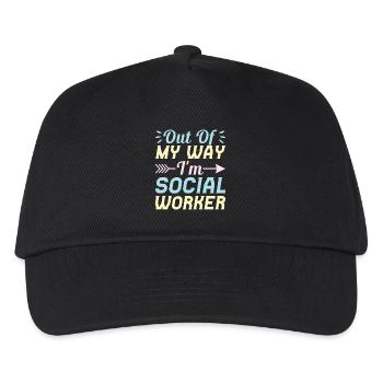 Social Worker Quote Out Of My Way Social Work - Kinder Basecap - Schwarz - Vorne