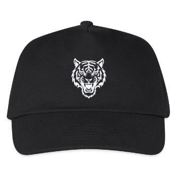 Stilisierter Tigerkopf Muster - Kinder Basecap - Schwarz - Vorne