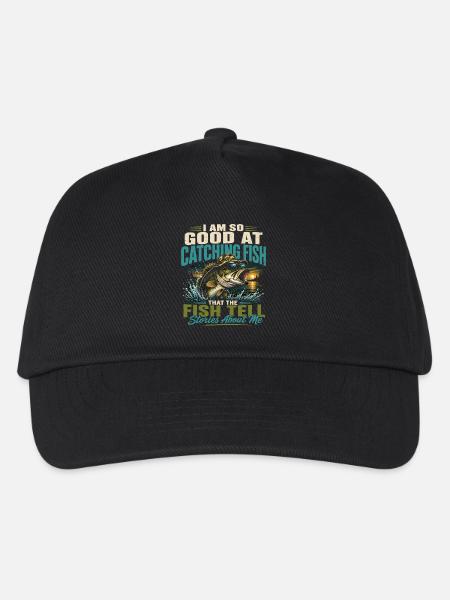 Legendärer Fischer-Humor Retro-Vintage-Fisch - Kinder Basecap - Schwarz