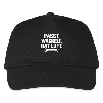Passt wackelt und hat Luft Handwerker Spruch - Kinder Basecap - Schwarz - Vorne