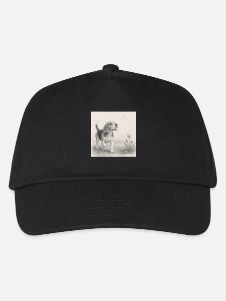 Dessin au crayon beagle avec pissenlit - Casquette de baseball Enfant - noir