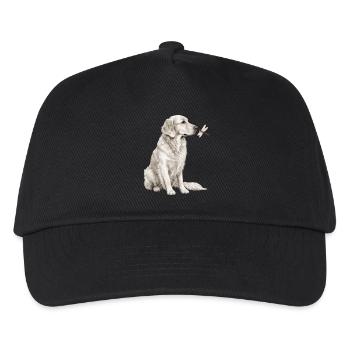 Golden Retriever Libelle Hund Motiv für Hundefans - Kinder Basecap - Schwarz - Vorne