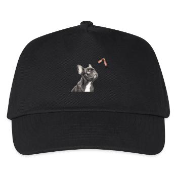Französische Bulldogge Natur Motiv Geschenk - Kinder Basecap - Schwarz - Vorne