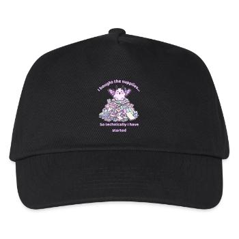 Ich habe die Materialien gekauft, also habe ich technisch gesehen angefangen - Kinder Basecap - Schwarz - Vorne