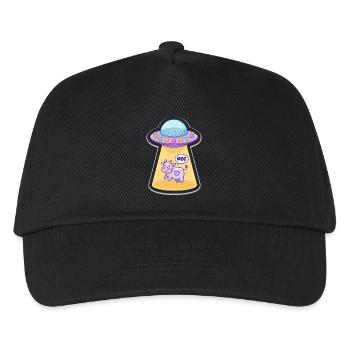 MOO Funny Alien Cow in UFO Light Beam Cartoon - Kids’ Baseball Cap - black - Front