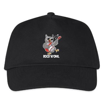 Rock N‘ Owl – Eule mit E-Gitarre - Kinder Basecap - Schwarz - Vorne