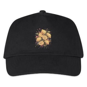 Zitronengelbe Zitrus-Mehrfarbige Spritzkunst - Kinder Basecap - Schwarz - Vorne