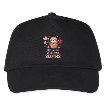 Faultierliebe: Just a Girl Sloths - Kinder Basecap - Schwarz - Vorne