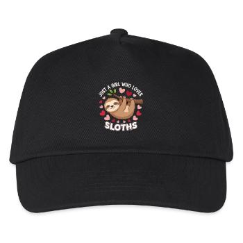 Faultier-Liebe Shirt für Mädchen - Kinder Basecap - Schwarz - Vorne