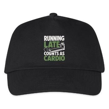 Running Late Counts as Cardio Laufband - Kinder Basecap - Schwarz - Vorne