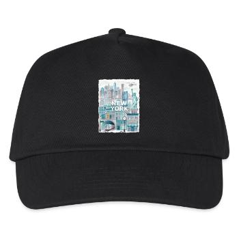 New York City Watercolor Skyline - Kinder Basecap - Schwarz - Vorne