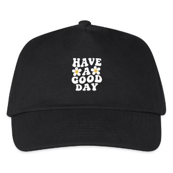 Schönen Tag noch, Gänseblümchen-Motiv - Kinder Basecap - Schwarz - Vorne