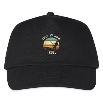 Angeln Retro So rolle ich Angler Geschenk - Kinder Basecap - Schwarz - Vorne