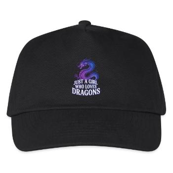 Drachenliebe: Girl liebt Drachen - Kinder Basecap - Schwarz - Vorne