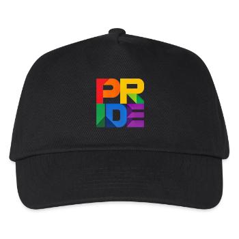 Pride Modern Block Design Regenbogen Schriftzug - Kinder Basecap - Schwarz - Vorne