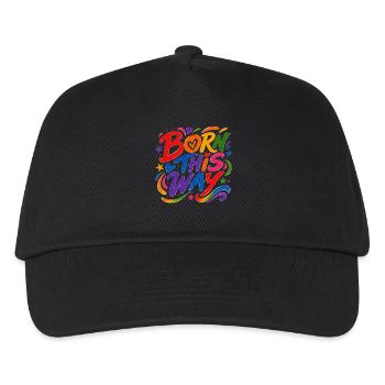 Born This Way Regenbogen CSD Pride Spruch - Kinder Basecap - Schwarz - Vorne