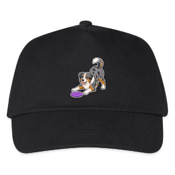 Australian Shepherd with purple Frisbee - Kids’ Baseball Cap - black - Front