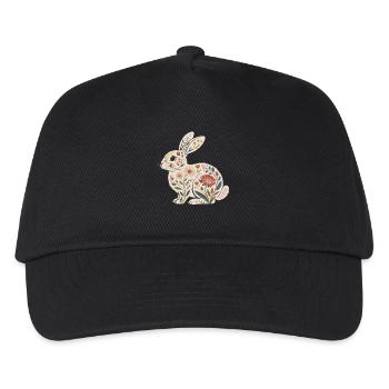 Floral rabbit with plant pattern - Kids’ Baseball Cap - black - Front