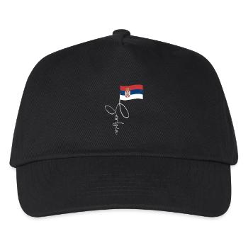 Serbia Flag Manuscript - Kids’ Baseball Cap - black - Front