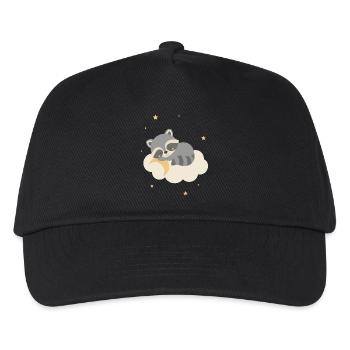 Cute raccoon sleeping on cloud - Kids’ Baseball Cap - black - Front