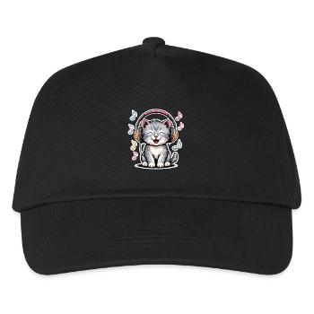 Music Cat - Kids’ Baseball Cap - black - Front