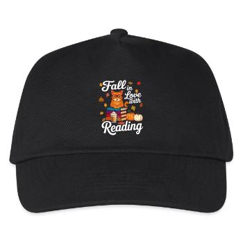 Cat Reading Books Autumn Pumpkin - Book Lover - Kids’ Baseball Cap - black - Front