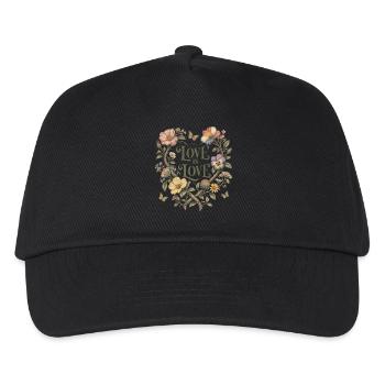 Love Is Love Floral Heart T-Shirt Pride Vintage - Kids’ Baseball Cap - black - Front
