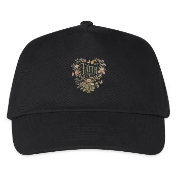 Faith Floral Heart Hoodie Vintage Cottagecore - Kids’ Baseball Cap - black - Front
