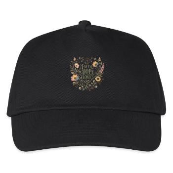 Faith Hope Love Botanical Heart Hoodie Vintage - Kids’ Baseball Cap - black - Front
