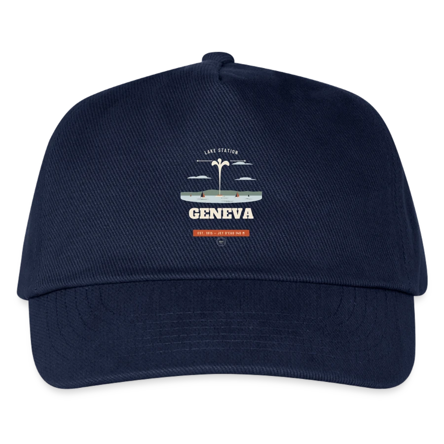 Geneva badge on a kids’ baseball cap, navy