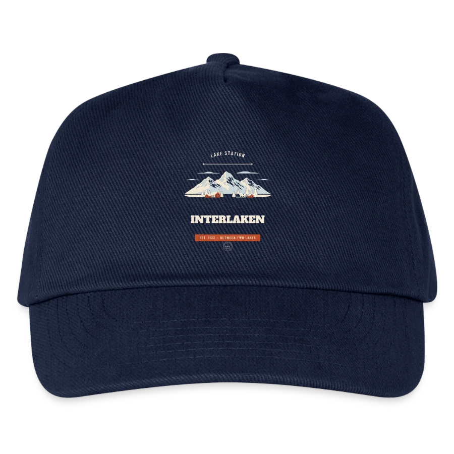 Interlaken badge on a kids’ baseball cap, navy