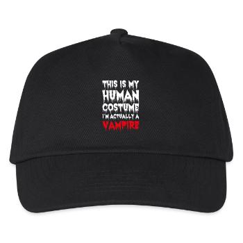 Vampir Spruch Halloween I'm Actually A Vampire - Kinder Basecap - Schwarz - Vorne