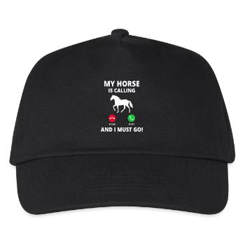 Pferd Anruf My Horse Is Calling And I Must Go - Kinder Basecap - Schwarz - Vorne