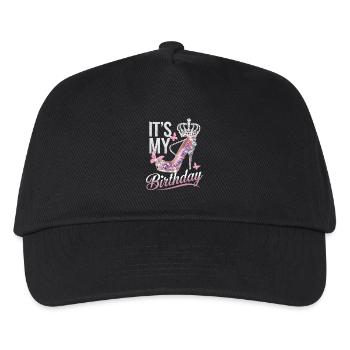  Its My Birthday High Heel Krone Schmetterling - Kinder Basecap - Schwarz - Vorne