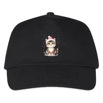 Warmes Weihnachtskätzchen - Kinder Basecap - Schwarz - Vorne