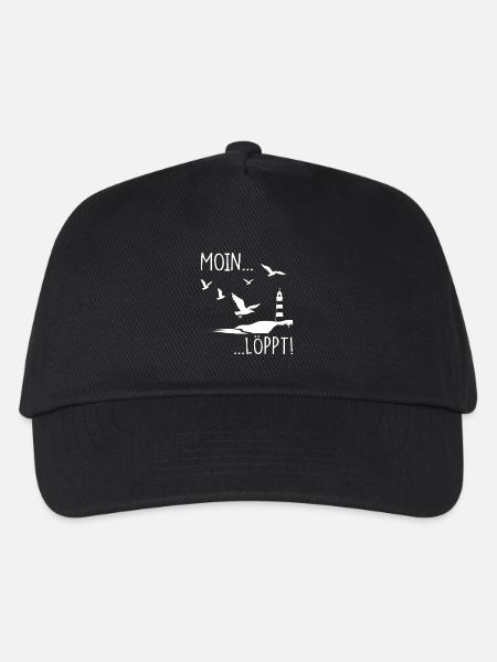 Moin Leuchtturm Möwen Küste Maritimes Geschenk - Kinder Basecap - Schwarz